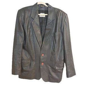 Vintage Peruzzi Creazioni Pelle Gray Mens Soft Leather Jacket Blazer Us Sz 44